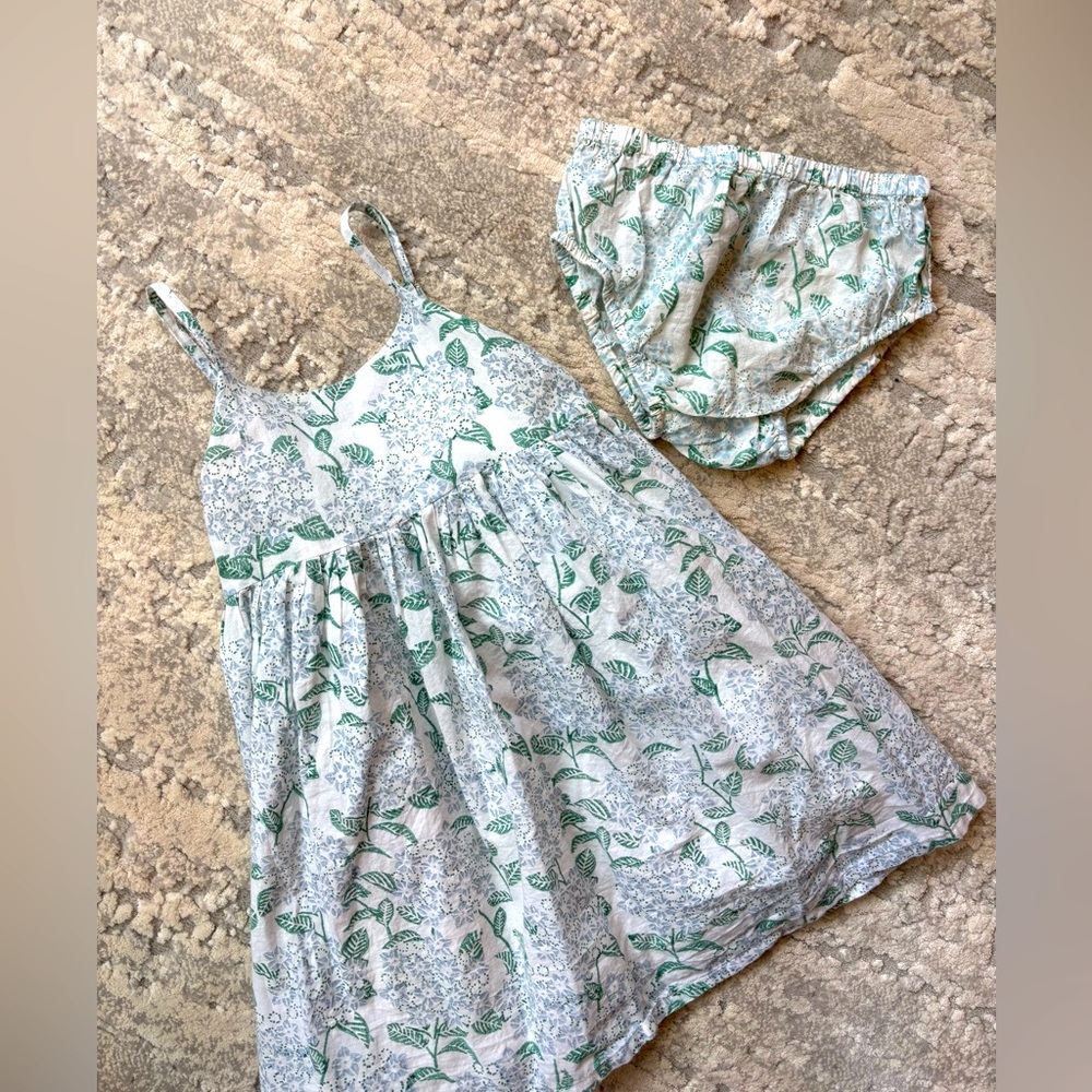 Hydrangea Dress & Diaper Cover set collab by Roller Rabbit X Erica Wilson